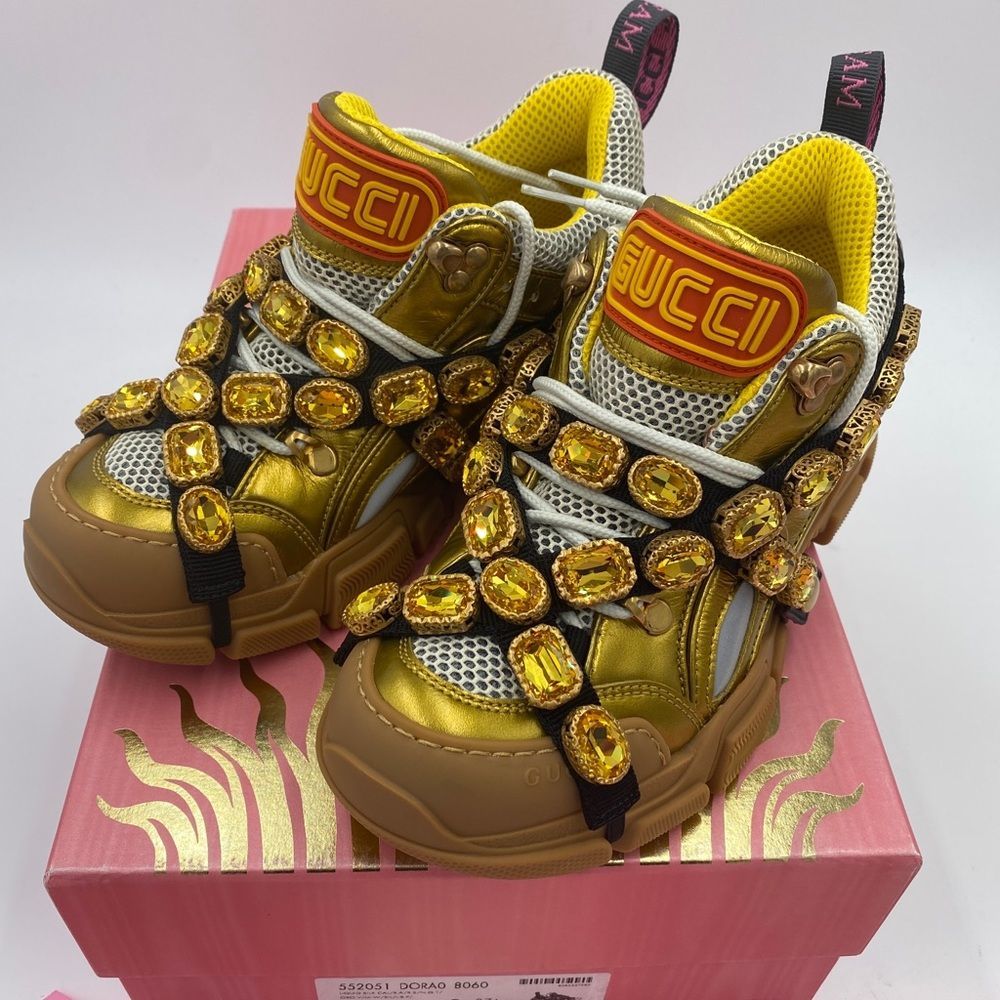 - Women’s Gucci flash track sneakers removable crystals size 37.5 made in …
